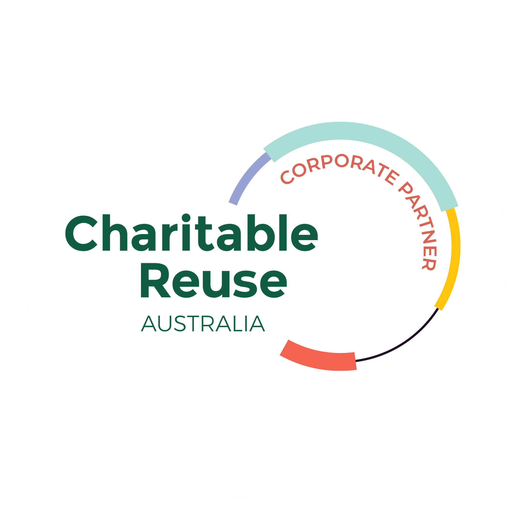 Charitable reuse logo placed on top of a white qdos Q