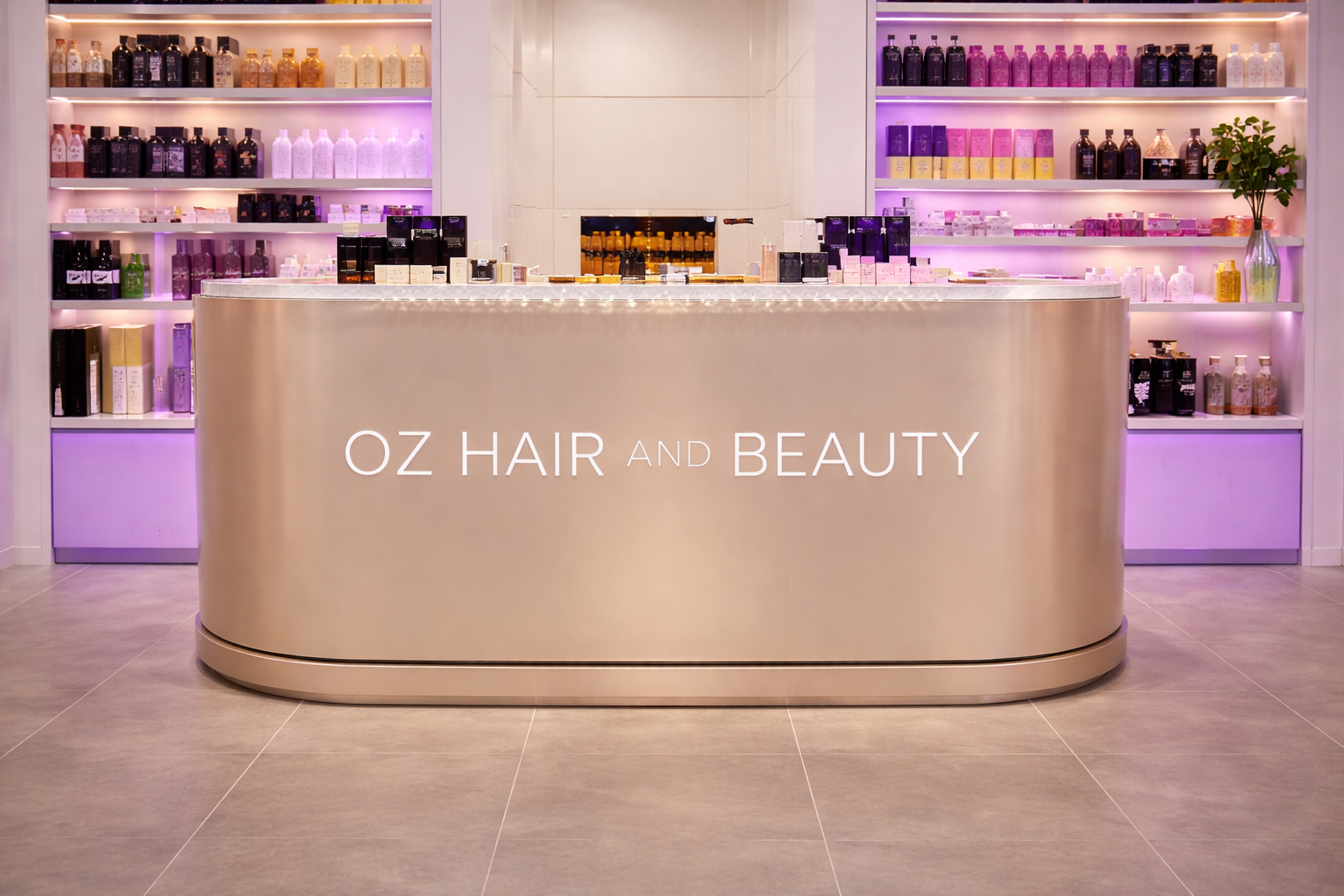 Oz Hair and Beauty retail store interior showcasing beauty products and customer service counter – Australian beauty retailer case study with Qdos omnichannel retail management platform